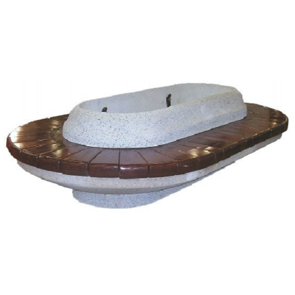 Oval Çiçekli Beton Oturma Bankı Modeli 270x140 CM.